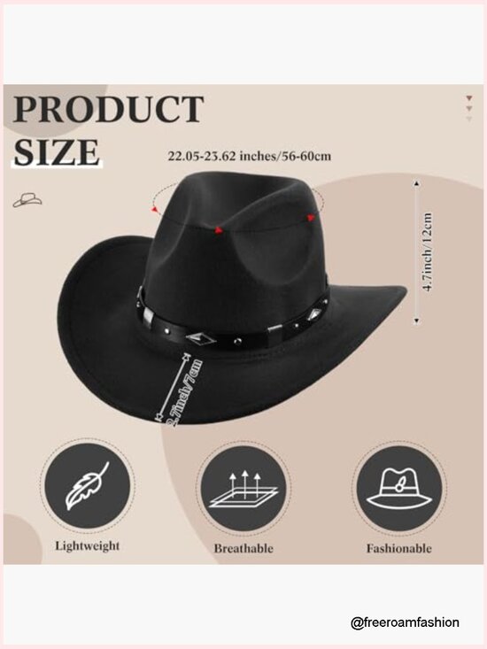 5 Pack Felt Cowboy Hats Wide Brim Cowgirl Hat with Buckle Belt Western Party main image 5